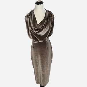 NUDE Taupe Velour Halter Dress (S)
